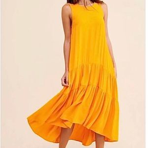 Anthropologie Orange Midi Dress